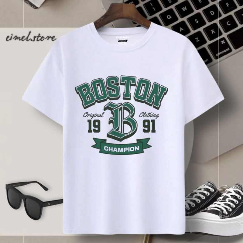 Kaos Anak Boston B Umur 3-12 Tahun Lengan pendek Cotton Lembut nyaman dipakai