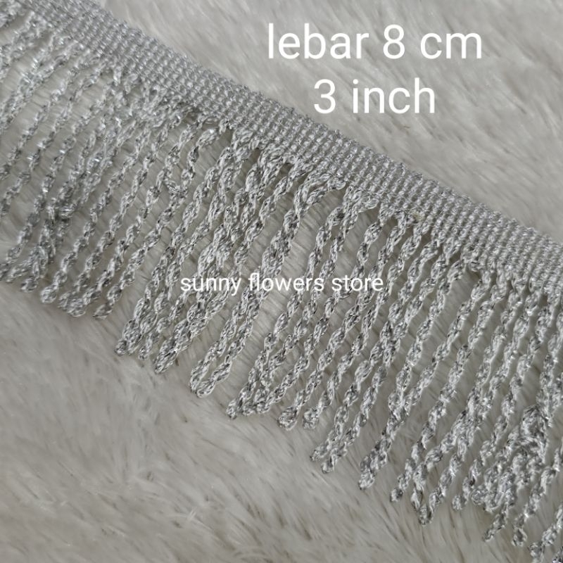 Juleashop (1Roll)Renda Rumbai Katun Gold Silver Isi 17 Yard