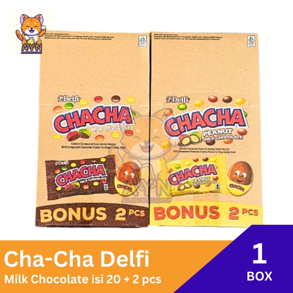 

Delfi Cha Cha / Cha-cha Milk Chocolate / Peanut 5 gr isi 20 + 2 pcs