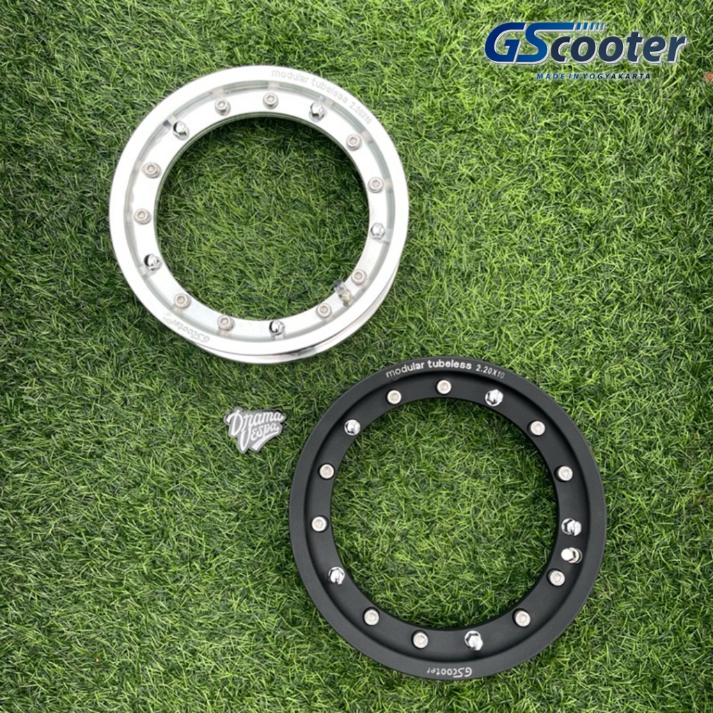 Velg Vespa Ring 10 / 8 Modular Tubeless Gscooter Hitam Polish | Drama Vespa