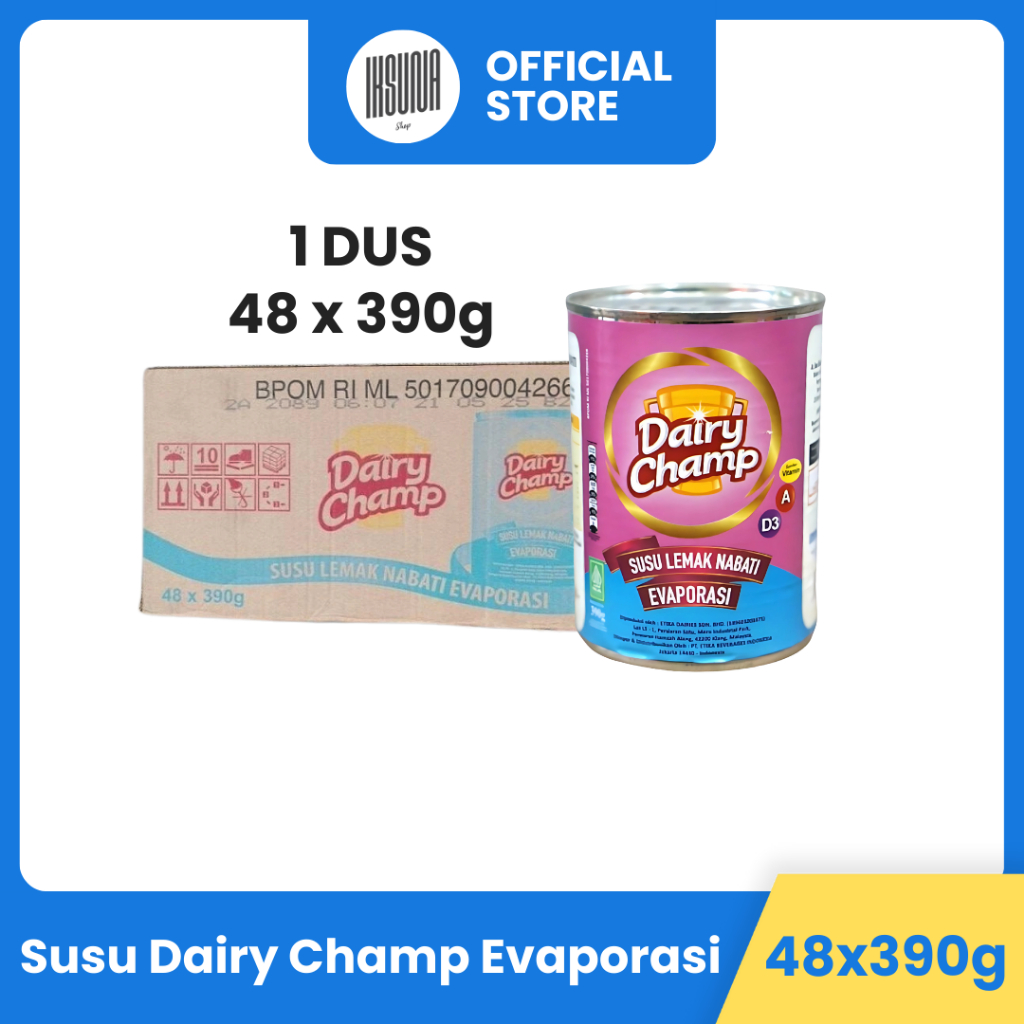 

1 Dus Dairy Champ Evaporasi Kaleng 390gr isi (48pcs) Susu Lemak Nabati