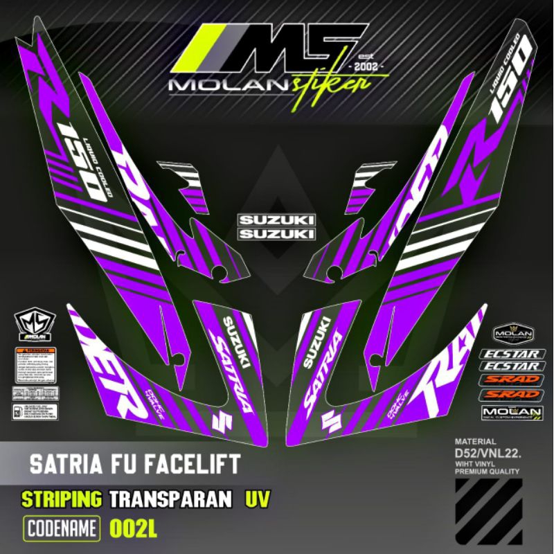Decal Sticker Striping Variasi Transparan Uv Satria Fu Facelift Raider R 150 Suzuki Satria Fu 150 20