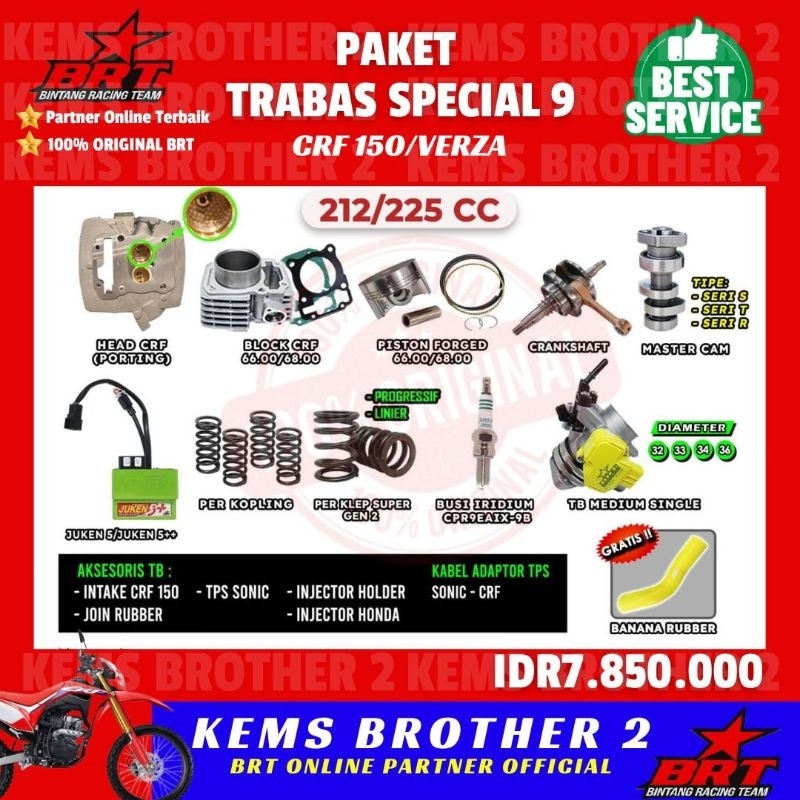 PAKET TRABAS CRF BRT FULL TRABAS SPECIAL 9 ORIGINAL BRT