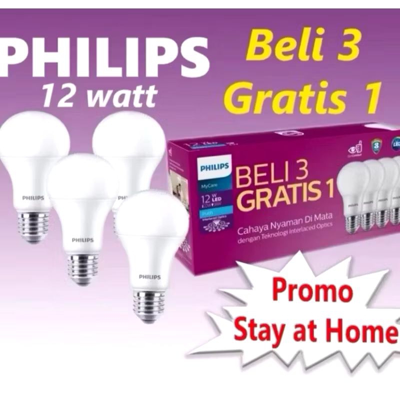 LAMPU PHILIPS LED MULTIPACK 12 WATT PROMO BELI TIGA GRATIS SATU