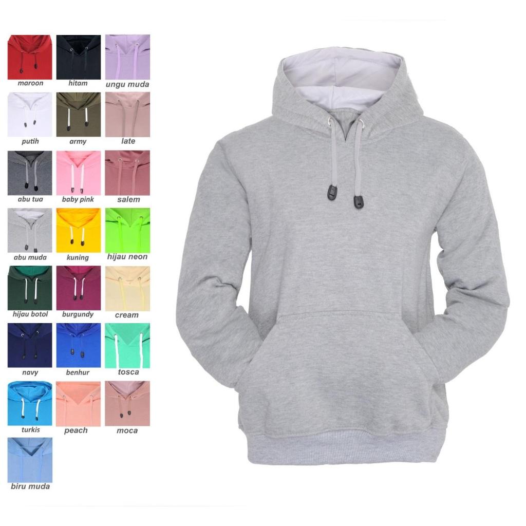 Hoodie Jumper Hodei Hoody Pria Hitam Polos Cowok Cowo Keren Tebal Kece Unisex Terbaru Ukuran M - XXL