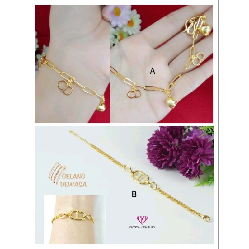 gelang rantai CD lapis emas 24k
