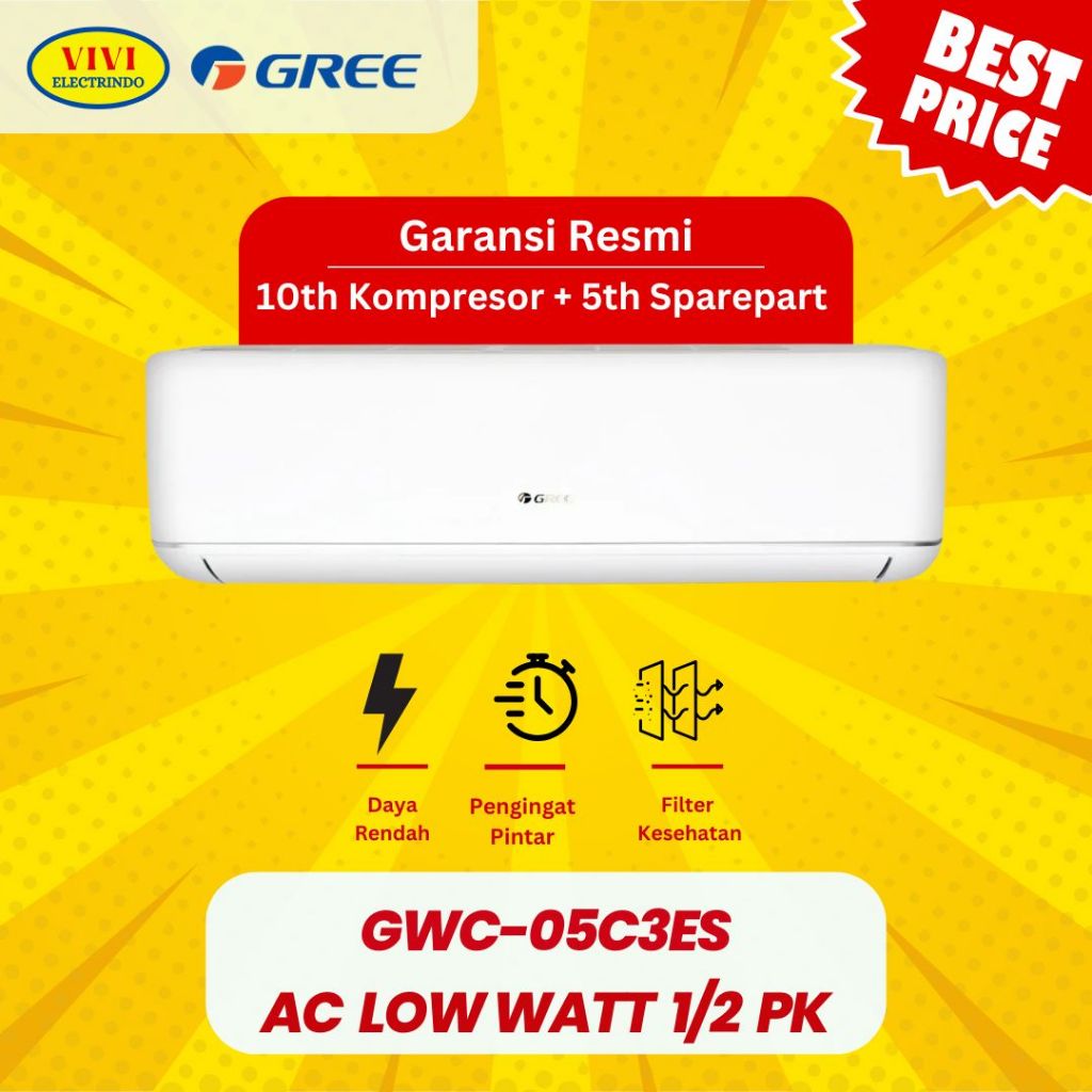 AC GREE DELUXE LOW WATT 1/2 PK - GWC-05C3ES