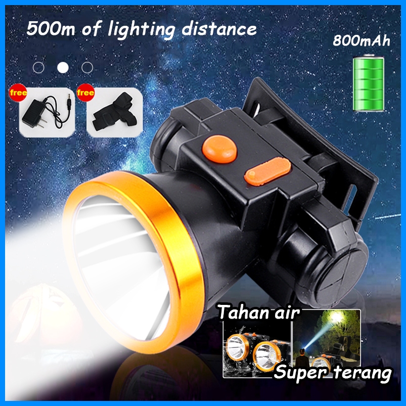 Senter Kepala Super Terang 80 Watt Original Anti Air LED Headlamp Lampu Depan Luar Ruangan