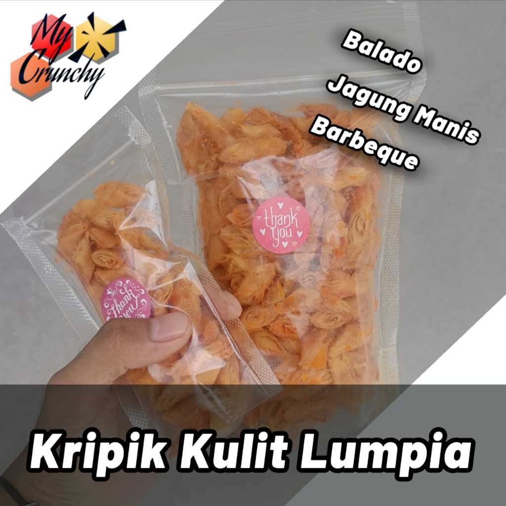

kripik Kulit Lumpia Rasa Balado, Barbeque, dan Jagung manis