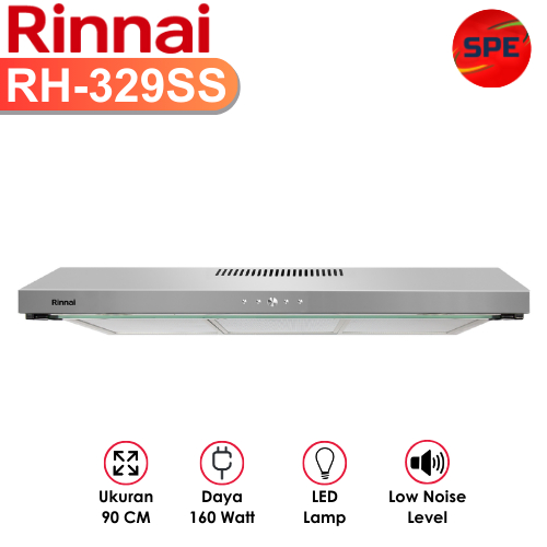 COOKER HOOD RINNAI UKURAN 90 CM RH-329SS / RH329SS GARANSI RESMI (MEDAN)