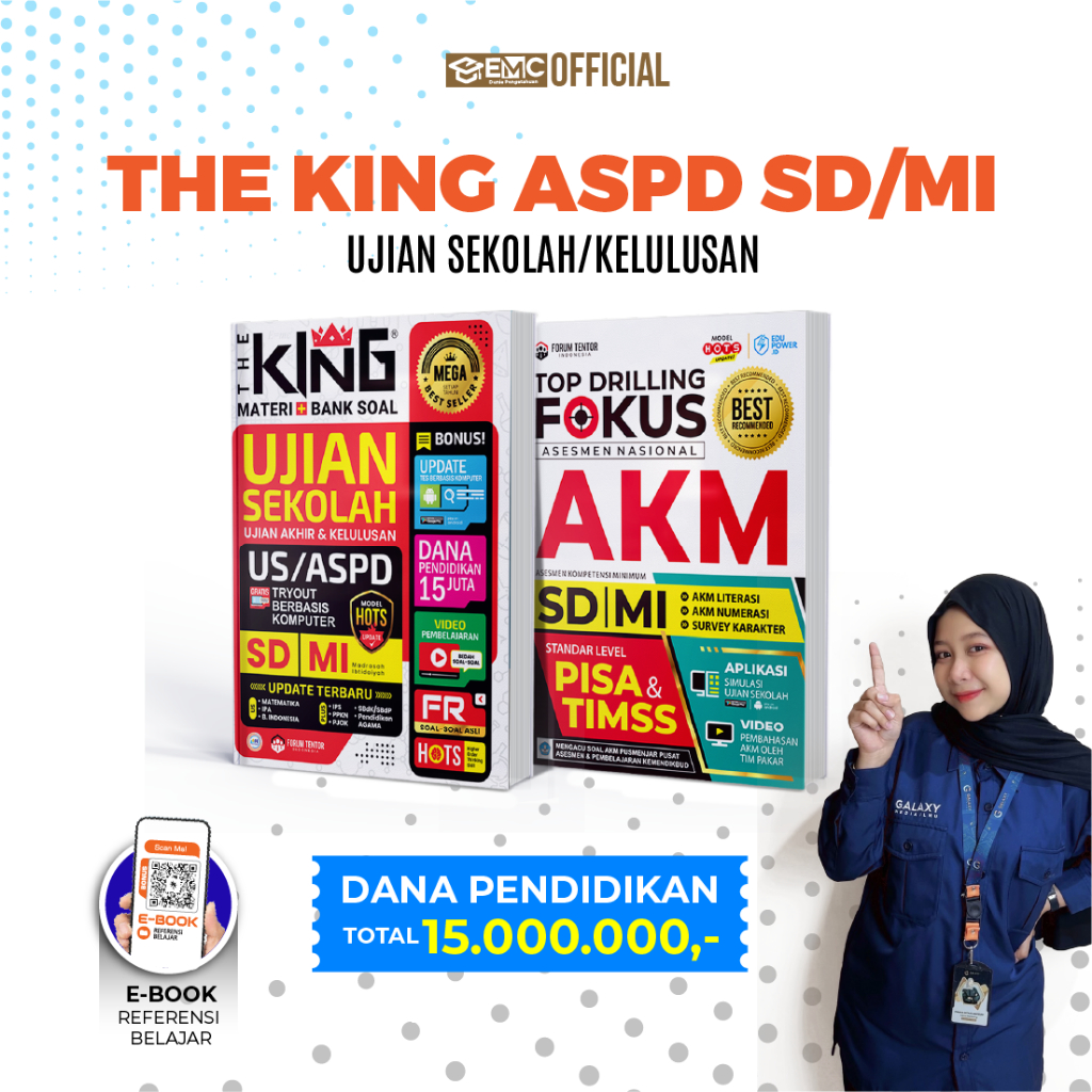 EMC Buku Ujian Sekolah US/ASPD SD-MI 2025 The King Materi Bank Soal Ujian Sekolah US/ASPD SD-MI 2025