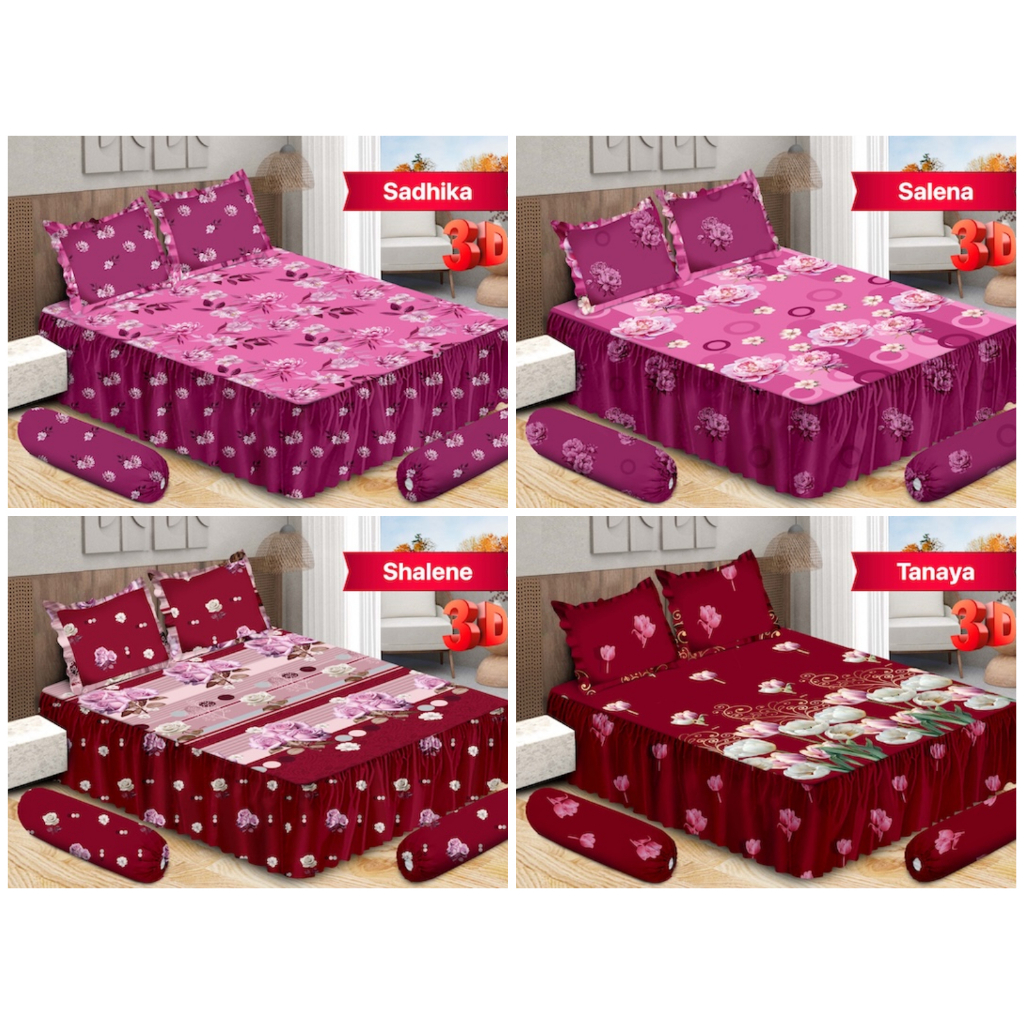 Sprei Bonita Rumbai / Rimple Size 180 x 200 ( 6 kaki ) Motif Bunga 3
