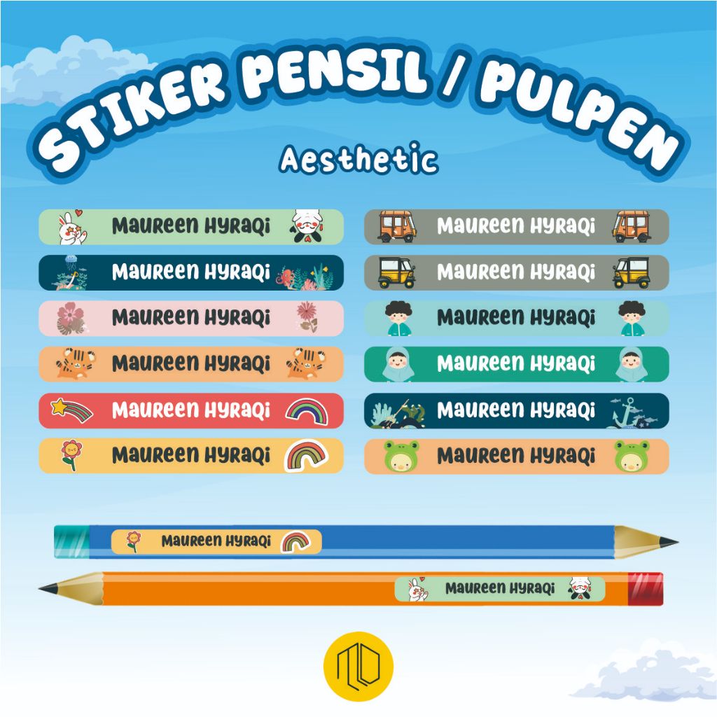 

(ISI 50 PCS) STIKER PENSIL CUSTOM NAMA KARAKTER KARTUN / STIKER LABEL NAMA CUSTOM / STIKER PULPEN BOLLPOINT CUSTOM NAMA / LABEL NAMA ANAK WATERPROOF TAHAN AIR /