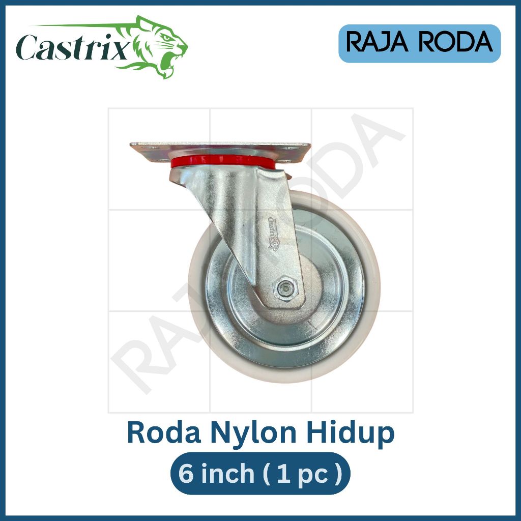 Castrix Roda Nylon Troli Steling Etalase Rak Hidup 6" Nylon Caster Wheel 6 Inch Swivel