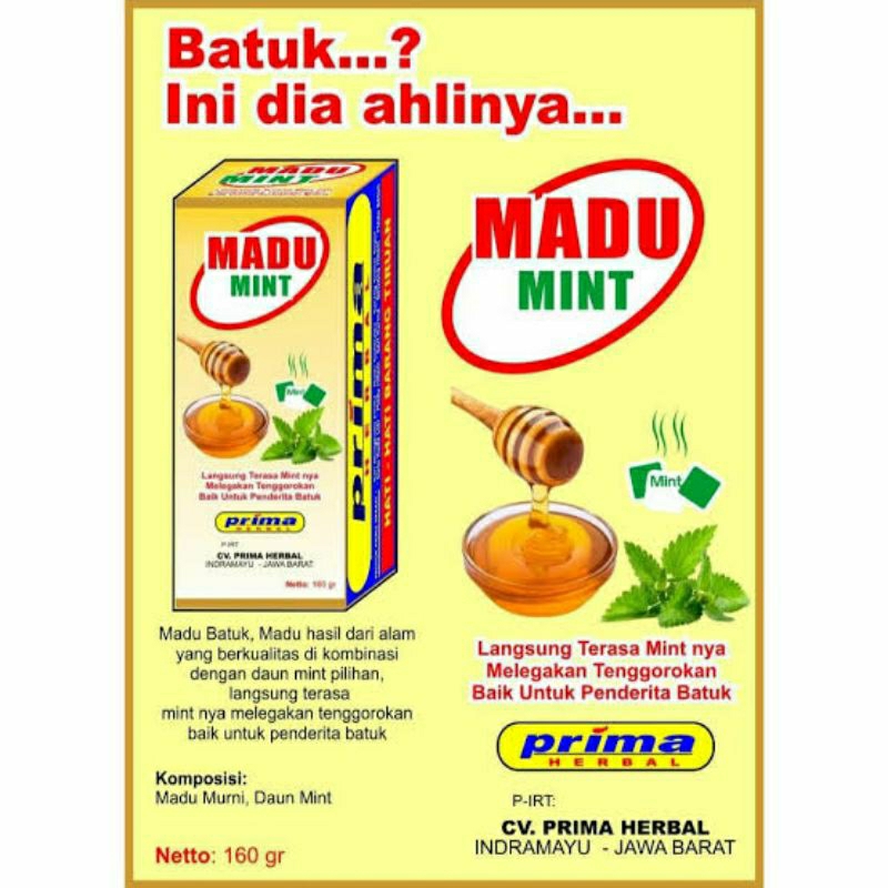 

Madu Mint Prima Herbal 160 Gram