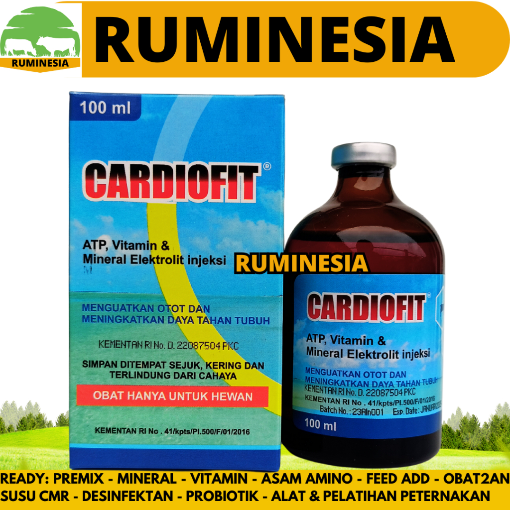 CARDIOFIT 100 ml - Obat Sapi Ambruk Vitamin Mineral Penguat Otot Ternak Sapi Kambing Domba Kerbau