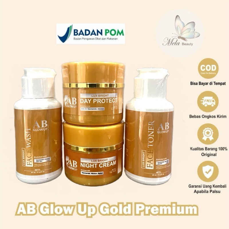 Skincare AB Glow Up Gold Premium by Avril Memutihkan dan Mencerahkan  Cream Krim Siang Malam Bpom