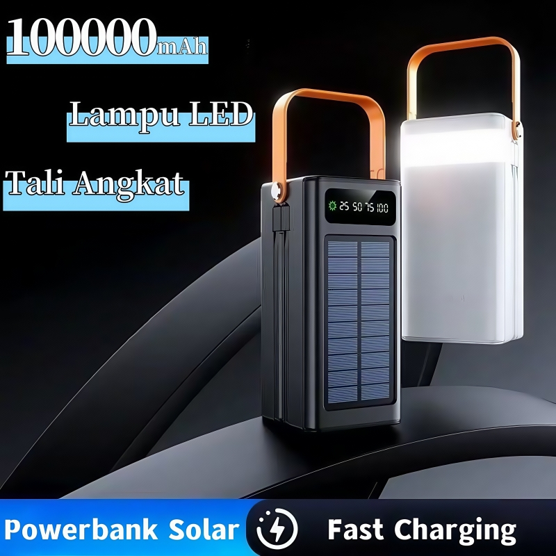 Power Bank Tenaga Surya 100000mah powerbank tenaga matahari original powerbank awet tahan lama power