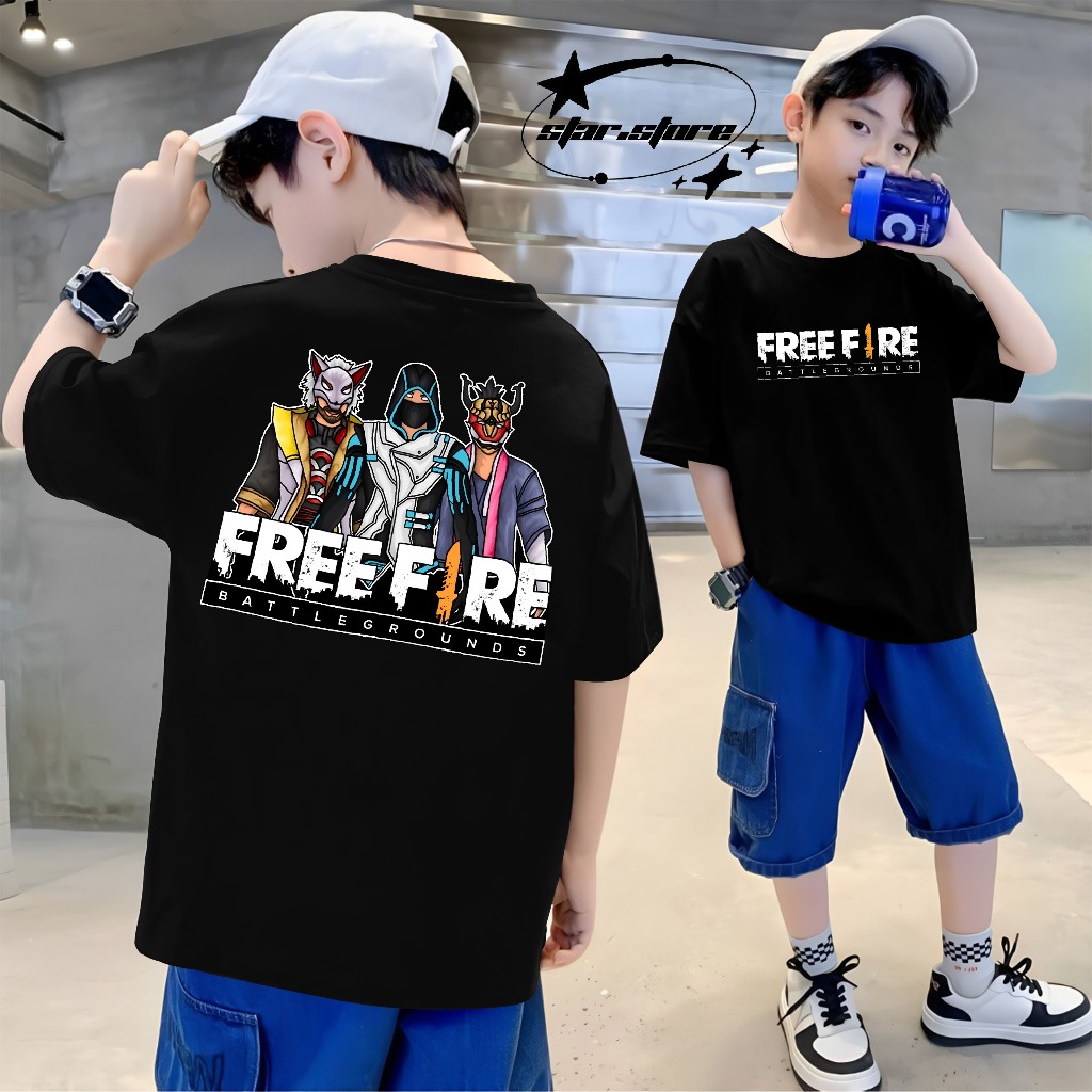 Bobomia Kaos Anak Free Fire FF Gaming Booyah | Baju Distro Anak Bayi Remaja Laki-Laki Perempuan (3-1