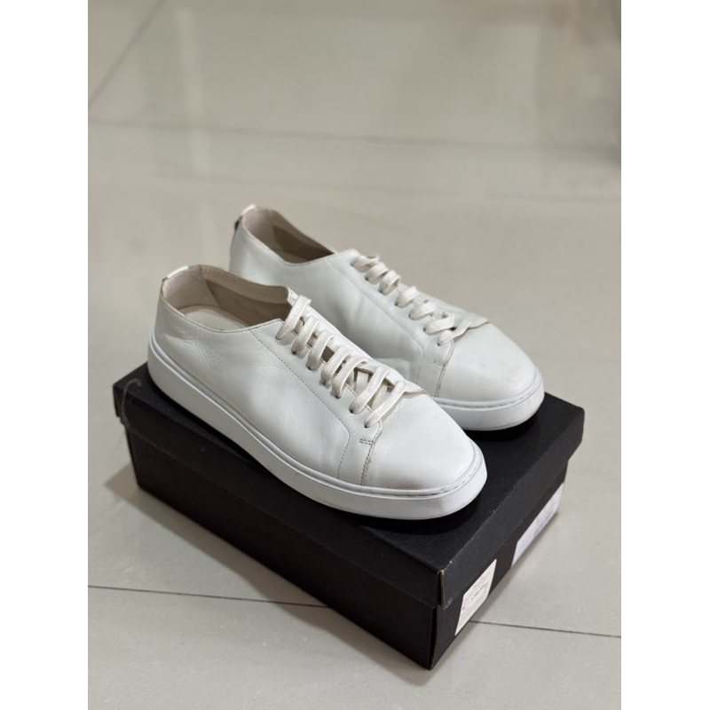 Sepatu Sneakers Pria Massimo Dutti Soft Napa Blanca Leather White Size 42