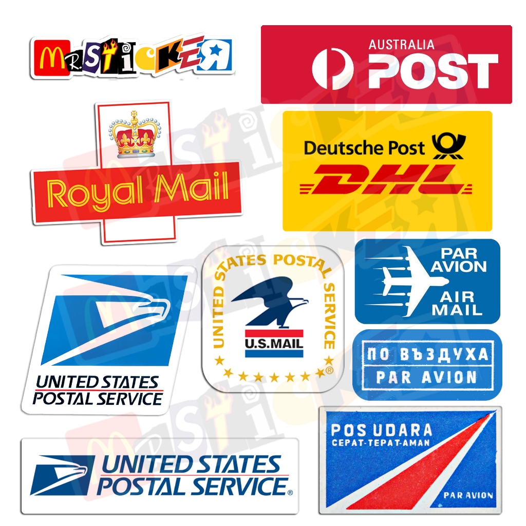 

sticker vintage pos air mail par avion international post logo stiker usps royal mail dhl