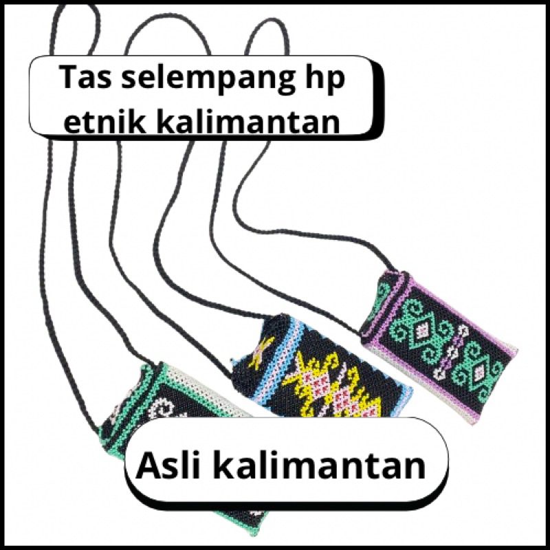 tas selempang hape etnik kalimantan / tas hape manik wanita