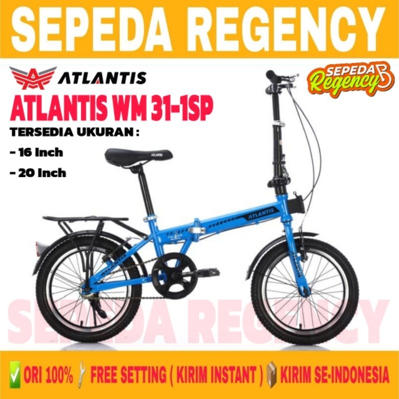 Sepeda Lipat ATLANTIS WM 31 Ukuran 16 Inch 20 Inch 1 Speed / Single Speed Sepeda Lipat Anak Remaja