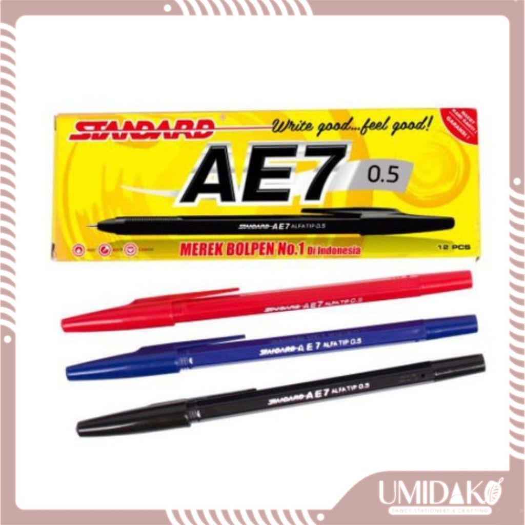 

[UMIDAKO] BOLPOIN/BOLPEN/PULPEN STANDARD AE 7 - 0,5 mm HITAM BIRU MERAH