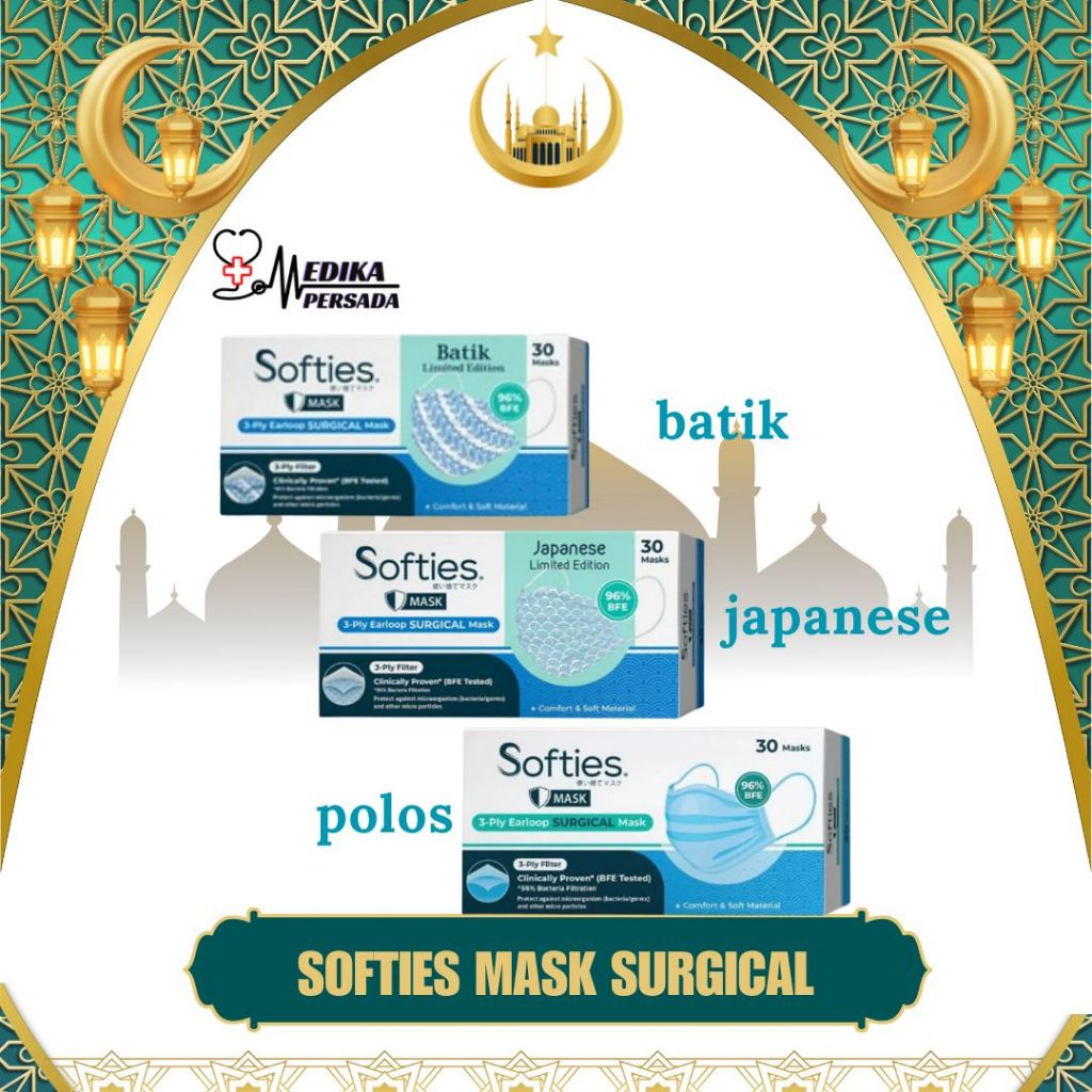 Medika Persada - Softies Surgical Mask Earloop Polos Motif Batik Japan isi 30pcs ED. 2029 | Masker S