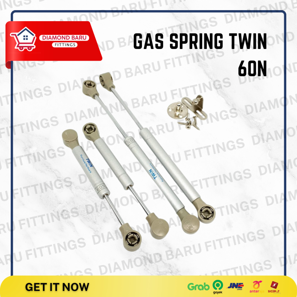 Gas Spring Besi Engsel Hidrolik Pegas Penutup Otomatis Lemari Kabinet Twin 1 Set 2 Pcs