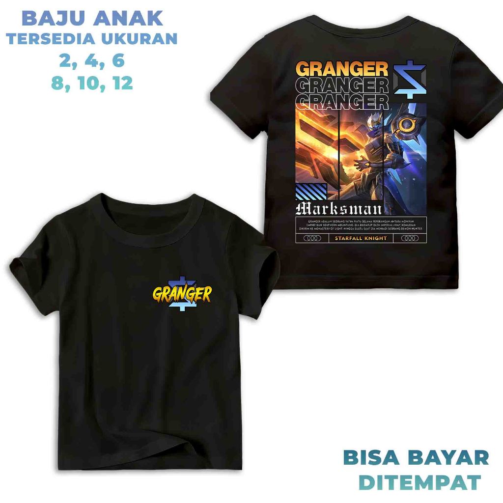 HosinShop - Kaos Hero Mobile Legend - Kaos Hero ML Granger Starfall Knight - Kaos Anak Atasan Katun 