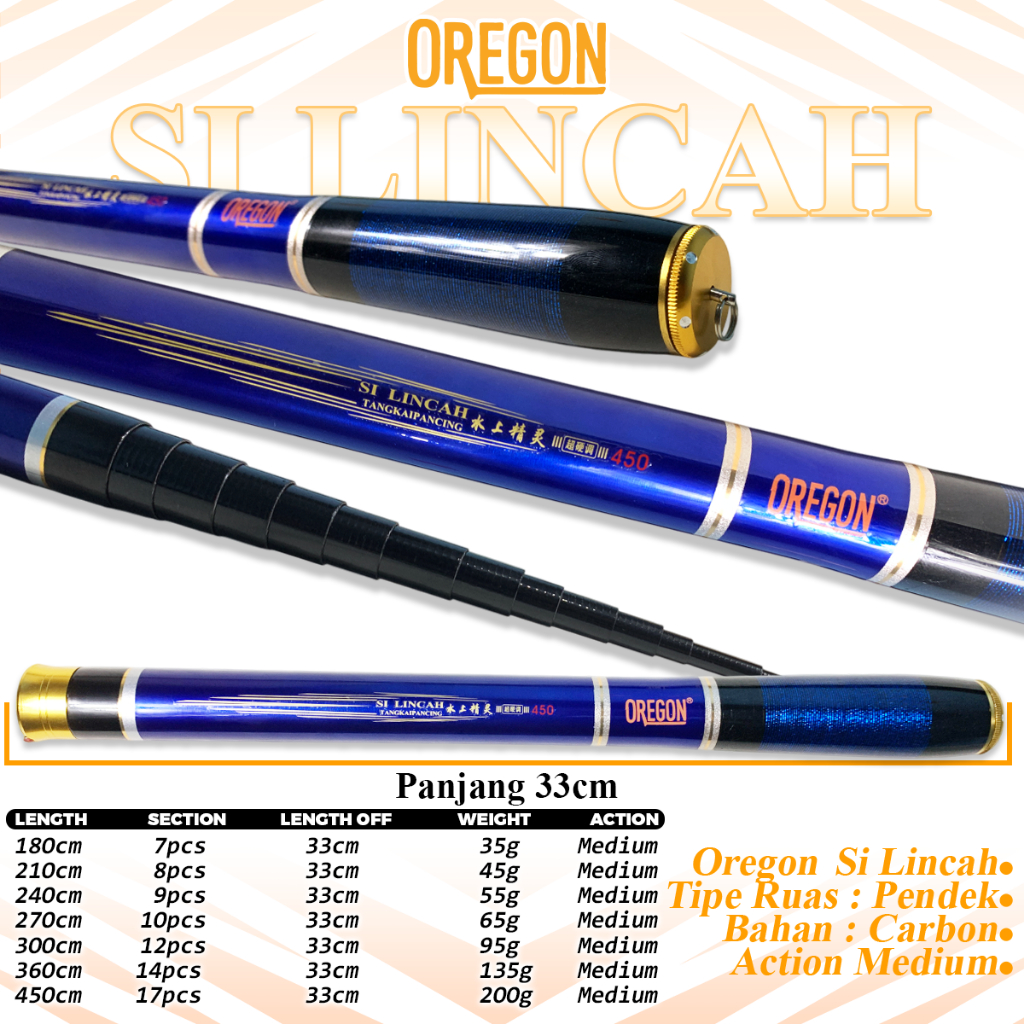Joran tegek carbon OREGON SILINCAH 180cm-450cm