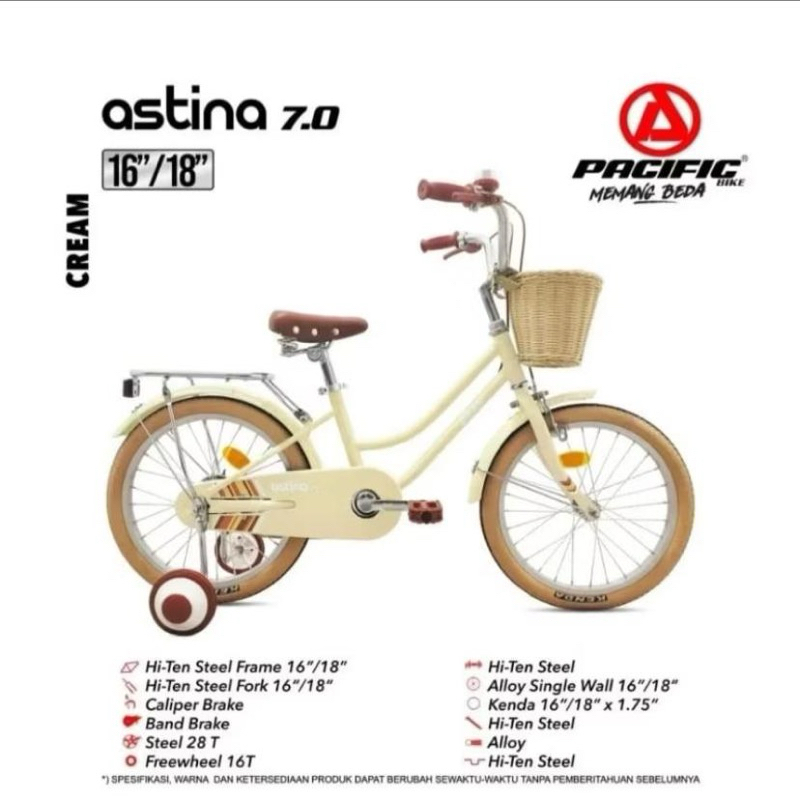 Sepeda Anak 18 Inch Pacific Mini Astina 7.0 + Keranjang