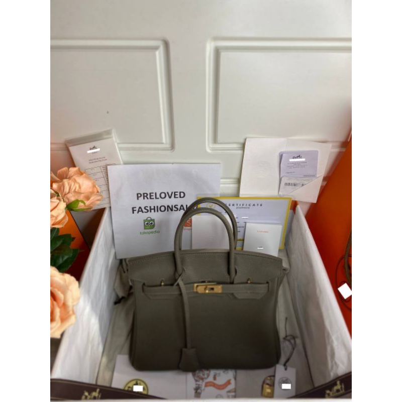 Preloved  Birkin 30 Clemence Grey Eutope GHW