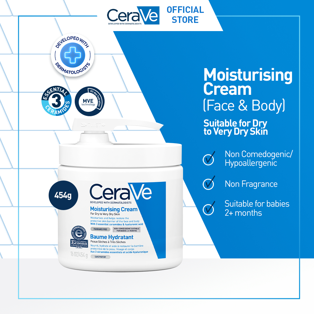 CeraVe Moisturising Cream 454g with Pump - Skin Barrier Repair Moisturizer with Ceramide for Dry to 