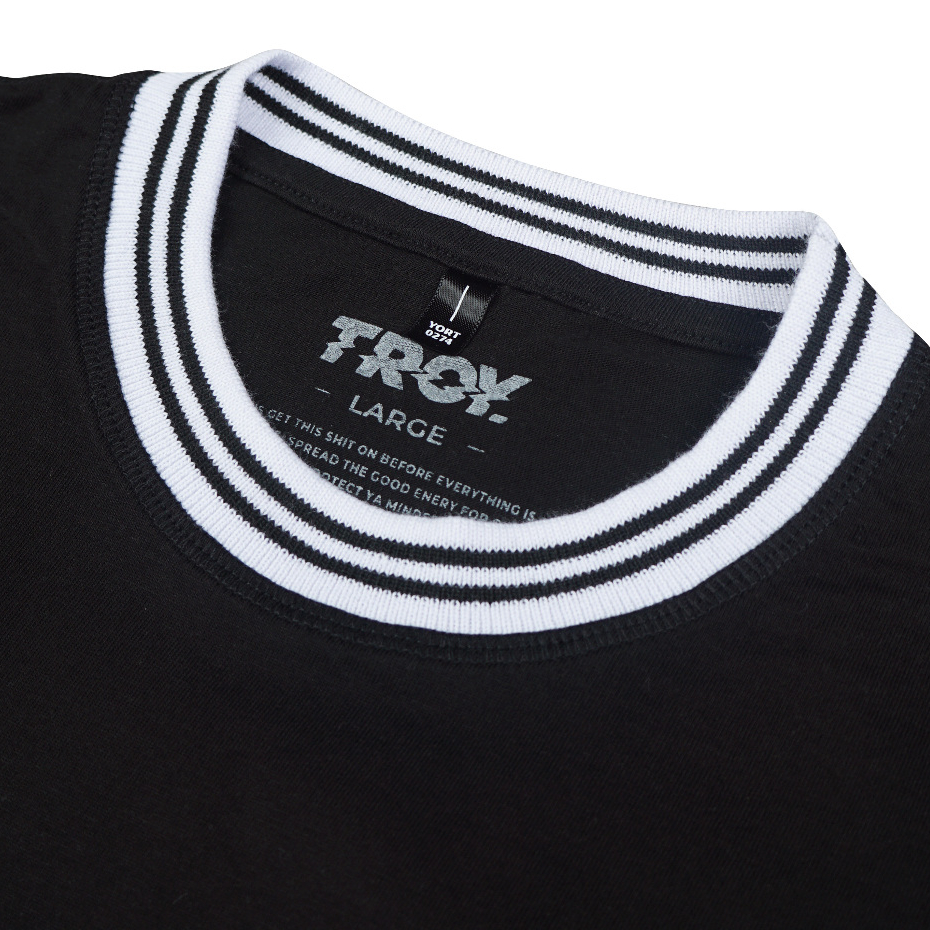 Troy Company Neck Strip Tshirt Black Busyfy - Kaos Lengan Pendek Kaos Hitam KST 3079-3W2B