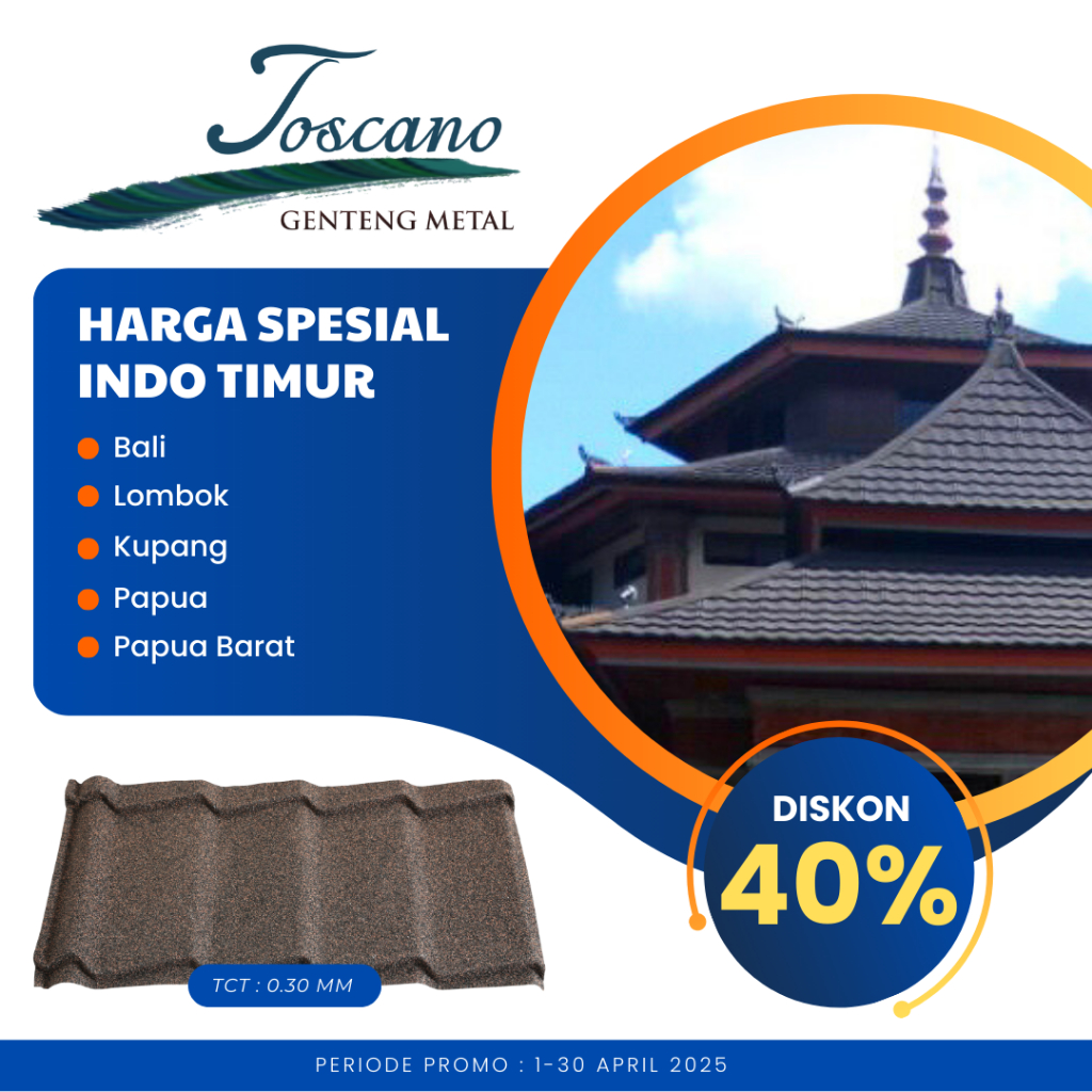 HARGA INDO TIMUR Genteng metal Rainbow Toscano Termurah Bergaransi