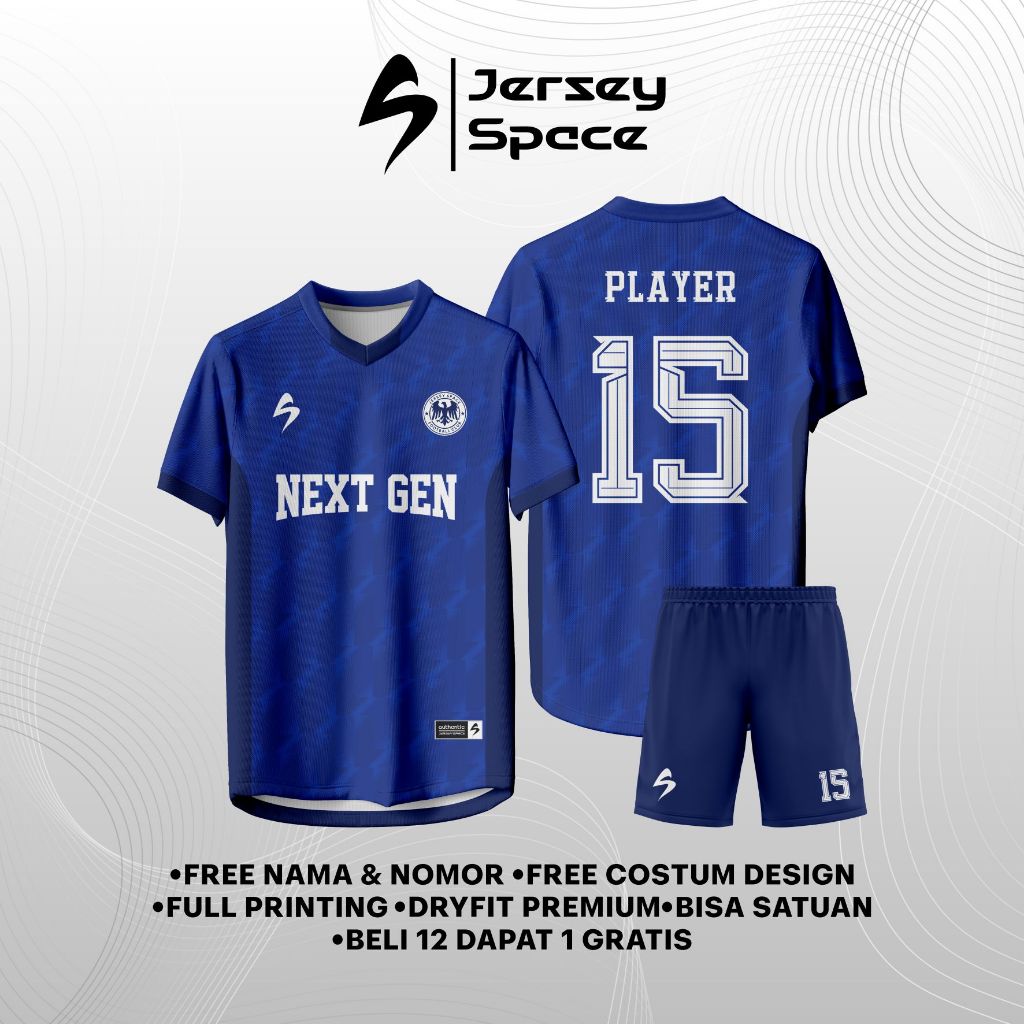 JS54 - Jersey Futsal Sepak Bola Jersey Full Printing Free Costum Design Nama Nomor dan Logo