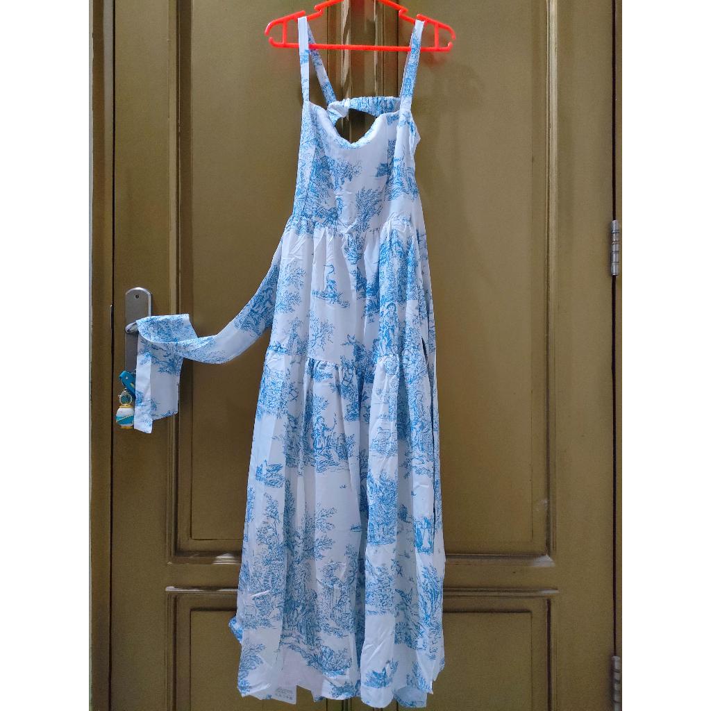 DRESS BANGKOK BKK DRESS PANTAI DRESS SEXY DRESS MAXI BIRU MUDA BARU