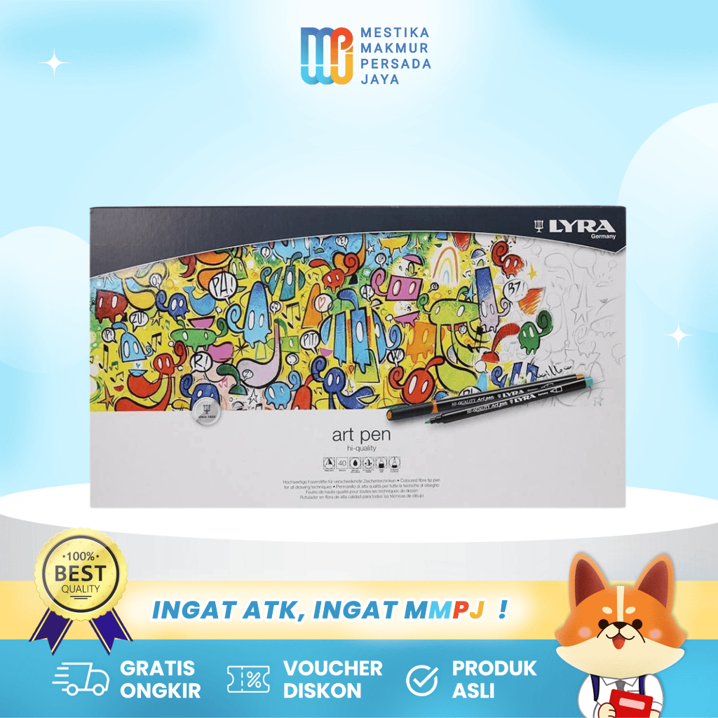 

Lyra Art Pen Spidol Warna Lukis Menggambar Ilustrasi - Metal Box 40Pcs Water-Base 6751400