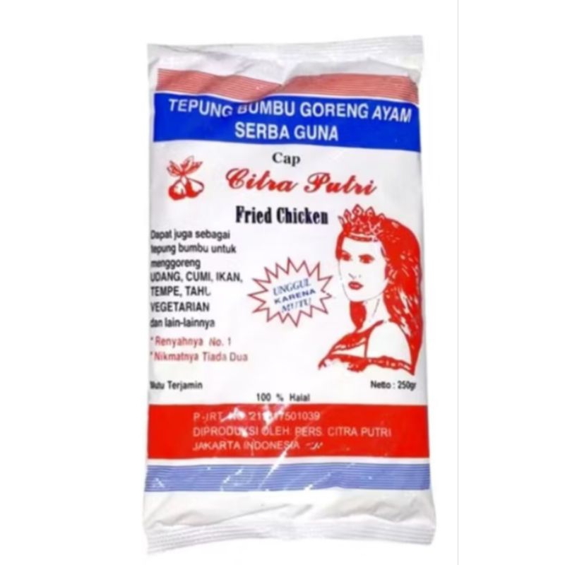 

250 gram tepung putri /tepung bumbu ayam goreng serba guna/