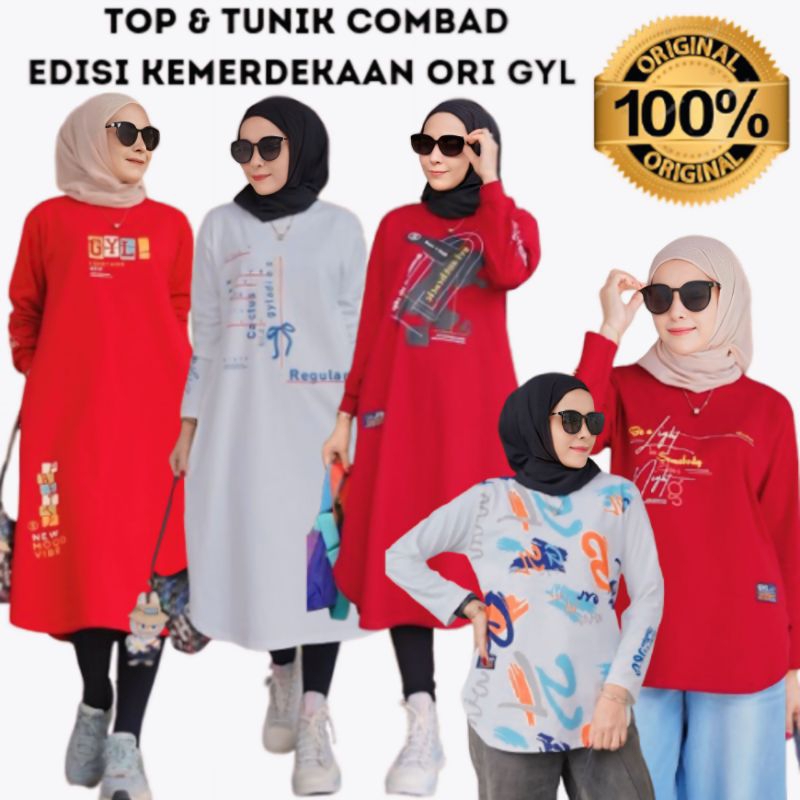 GYL Merah Putih Edisi Kemerdekaan Top Tunik Gamis Premium Original Wanita Dewasa
