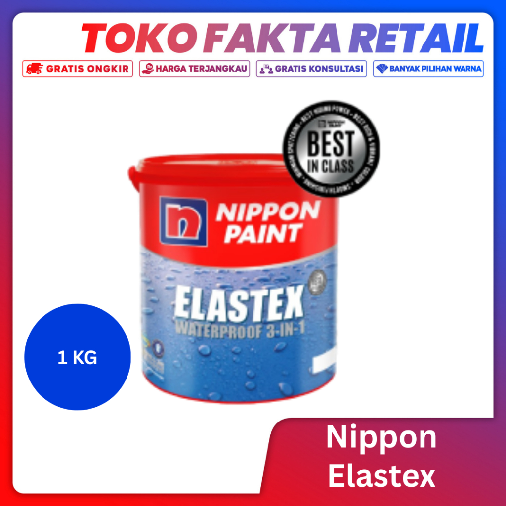 Nippon Elastex 3 in 1 Cat Tembok Anti Bocor Nippon Paint 1 Kg Warna Ready Mix Kaleng kecil