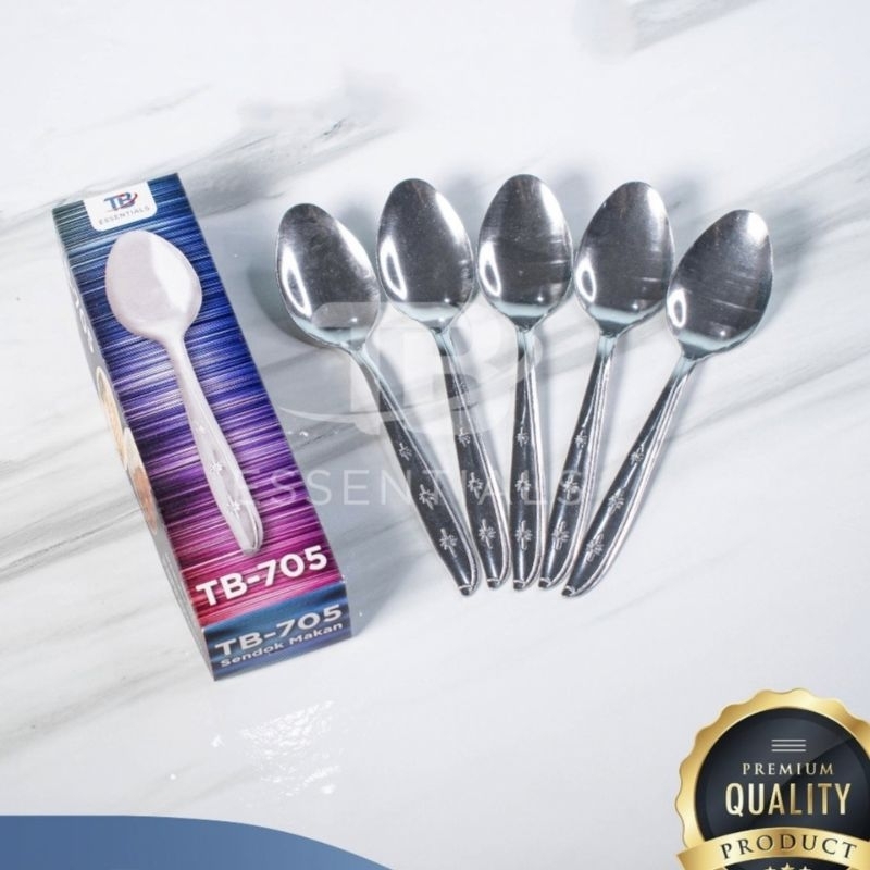 1Lusin Sendok Makan TB/DNT 705 Motif Bintang Stainless Steel | Sendok Garpu 888 Makan Murah