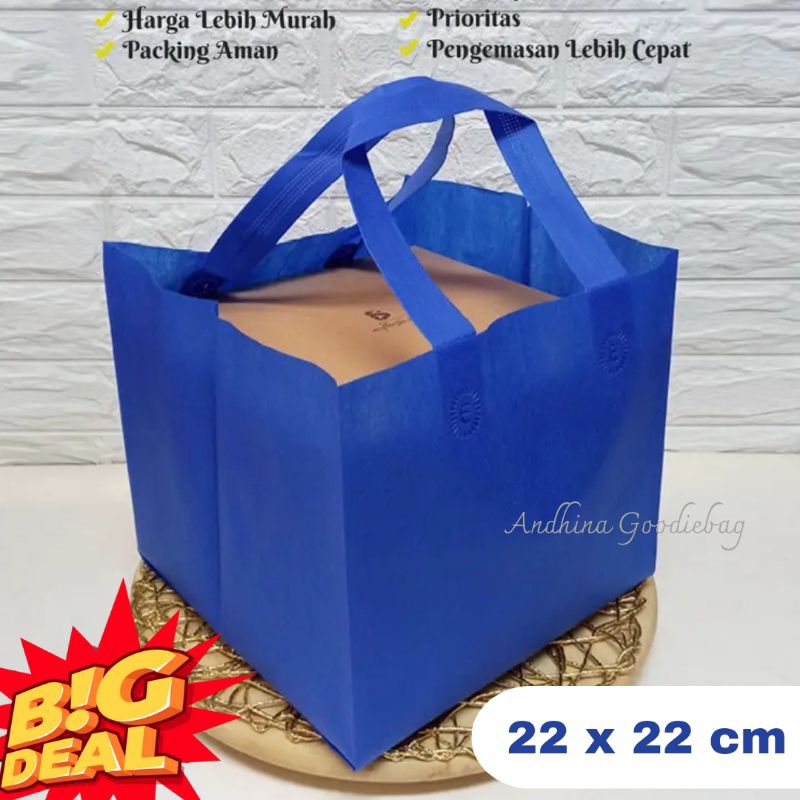 

(1 LUSIN = 12 PCS) GOODIE BAG TAS HAJATAN SPUNBOND BOX DUS 22x22