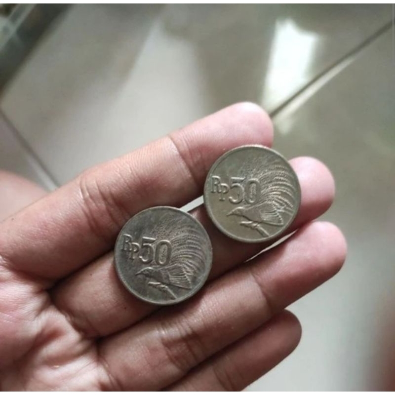 uang koin kuno 50 nikel rupiah burung cendrawasih tahun 1971