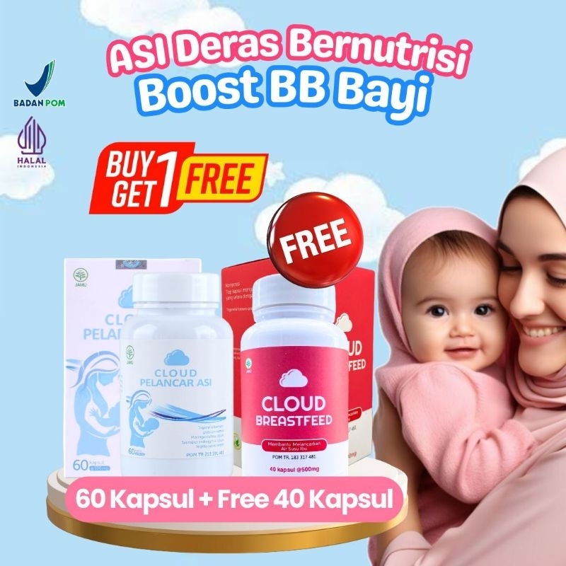 ASI Booster Cloud Pelancar ASI 60 Kapsul dan Cloud Breastfeed 40 Kapsul Untuk Melancarkan ASI dan Me
