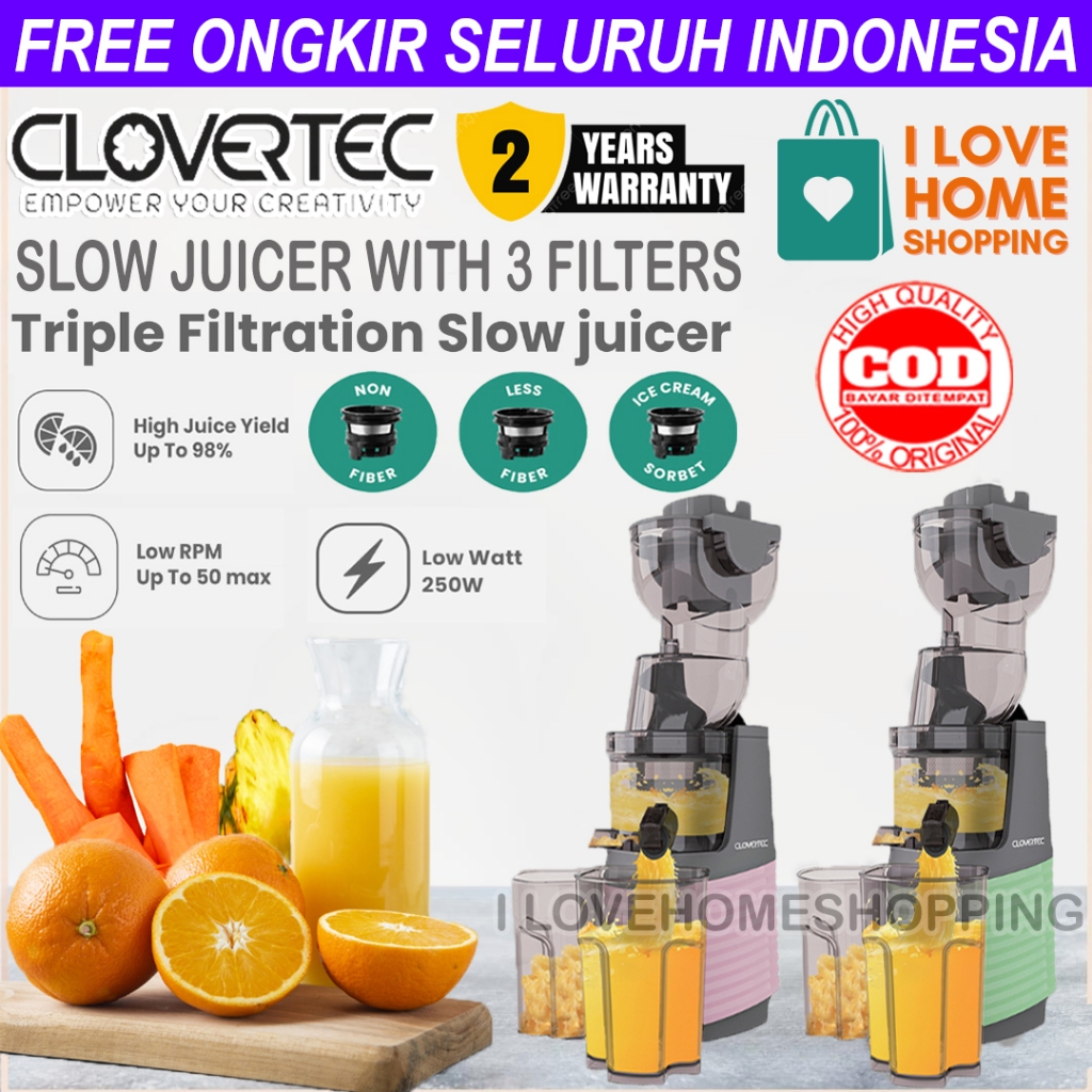 Clovertec Slow Juicer Buah Tanpa Ampas Cold Pressed