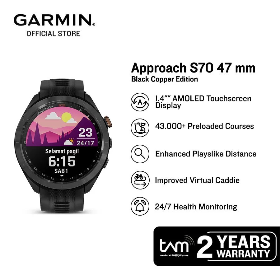 Jam Tangan Garmin GAR APPROACH S70 BLACK