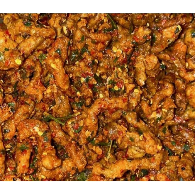 

Usus crispy pedas daun jeruk 500gr